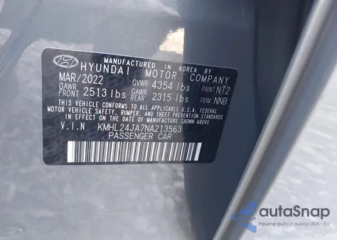 2022 Hyundai Sonata Se from USA, damaged, VIN KMHL24JA7NA213563